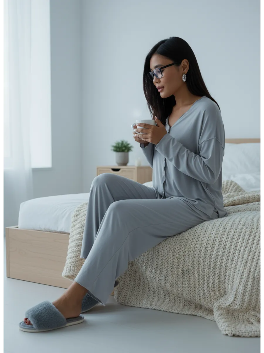 Oversized Loungewear Pajama Set with Pants for Women