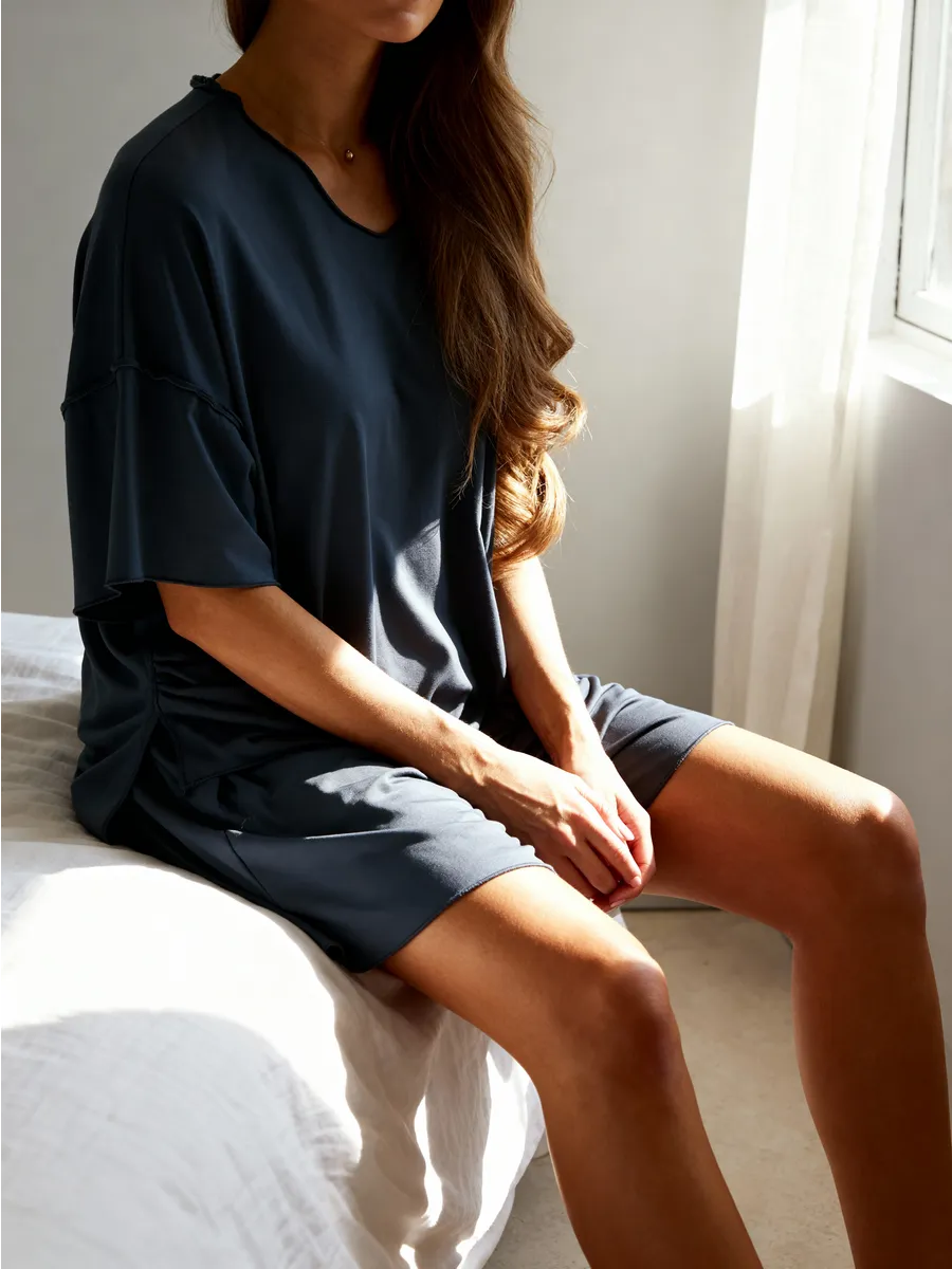 Oversized Pajama Set for Women – Shorts and T-Shirt