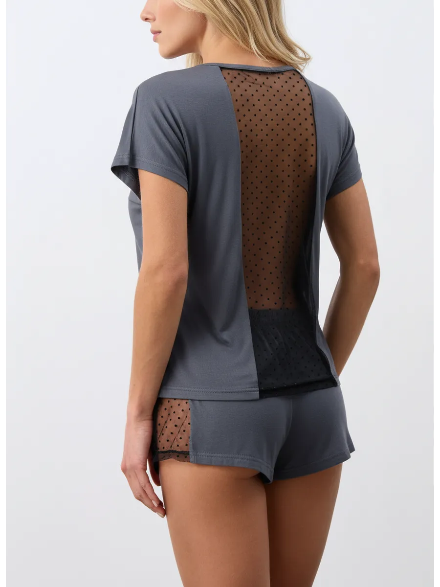 Pajama Set for Women – Shorts and T-Shirt, Soft & Breathable Grey