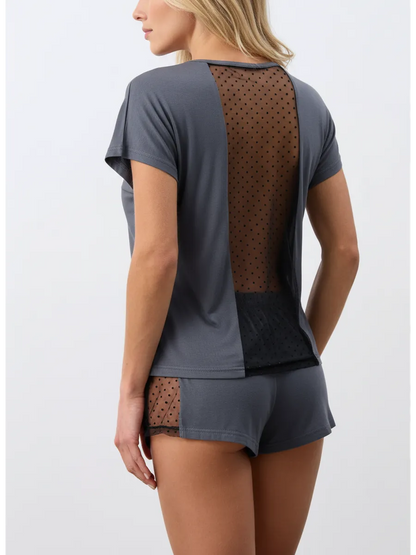 Pajama Set for Women – Shorts and T-Shirt, Soft & Breathable Grey