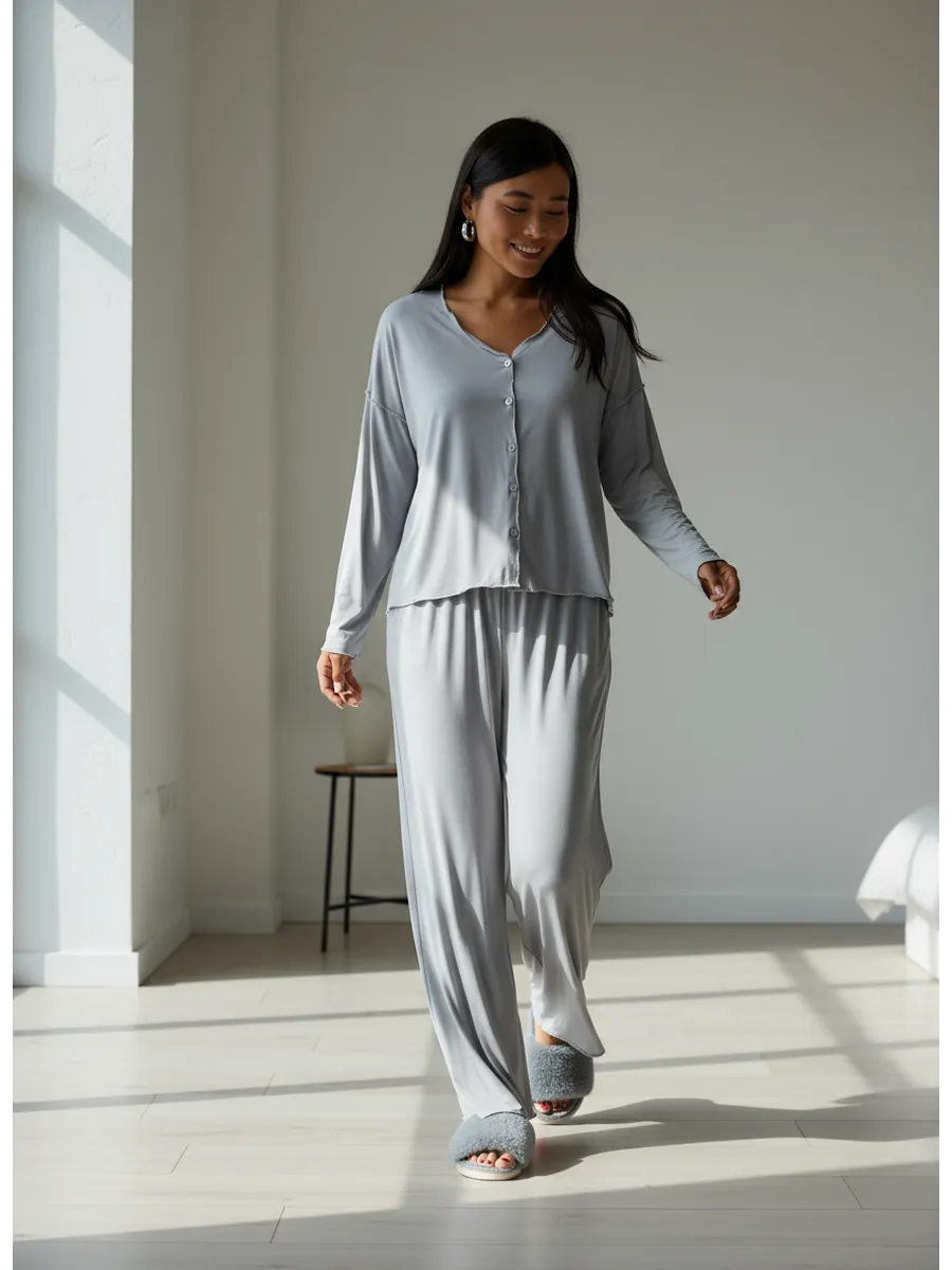 Oversized Loungewear Pajama Set with Pants for Women