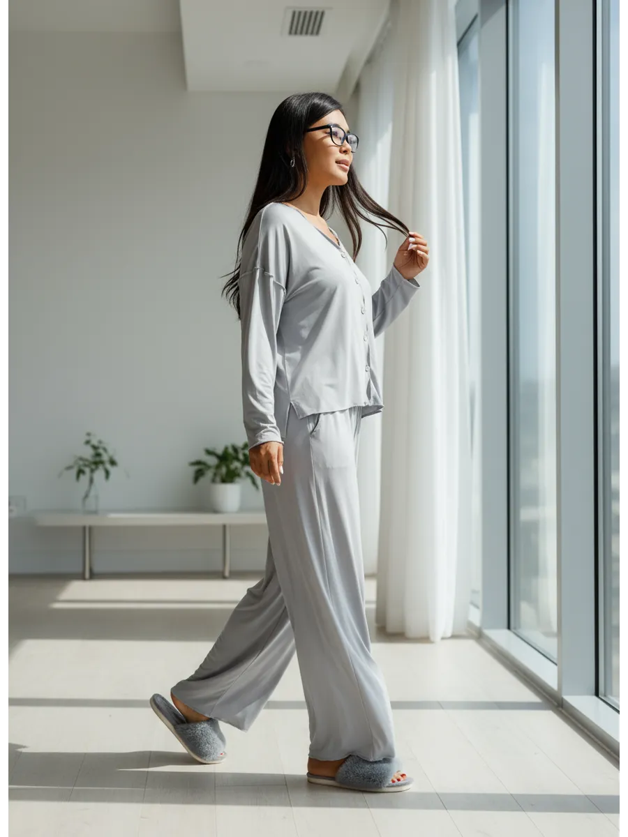 Oversized Loungewear Pajama Set with Pants for Women
