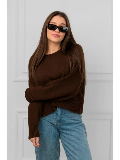 Chocolate Oversized Short Sweater – Casual Chic & Softness