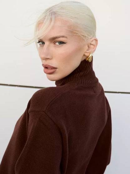 Knitted Two-Piece Set for Women – Ribbed Sweater and Skirt