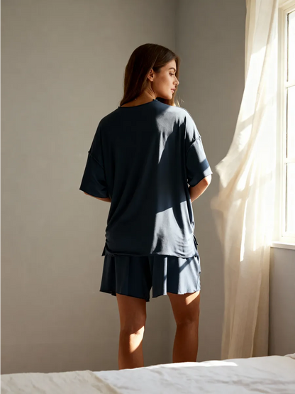Oversized Pajama Set for Women – Shorts and T-Shirt