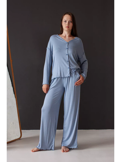 Soft Home Loungewear Pajama Set for Women – Cozy Top and Pants