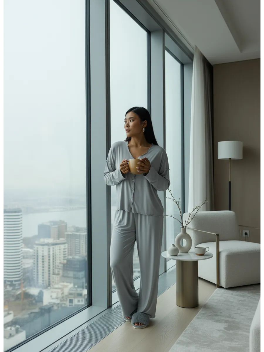 Oversized Loungewear Pajama Set with Pants for Women