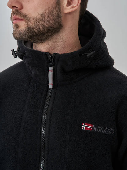 Men’s Black Hooded Fleece-Lined Outdoor Jacket – Norway Outdoor