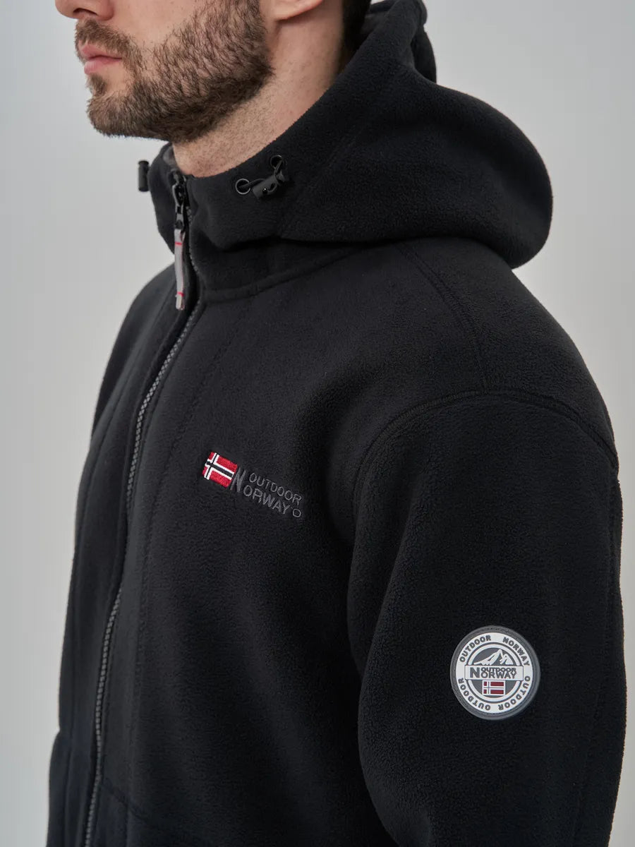 Men’s Black Hooded Fleece-Lined Outdoor Jacket – Norway Outdoor
