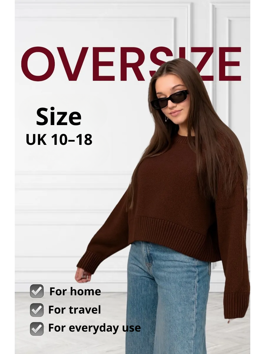 Chocolate Oversized Short Sweater – Casual Chic & Softness