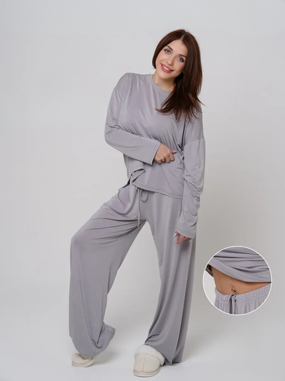 Cotton & Viscose Home Loungewear Pajama Set for Women
