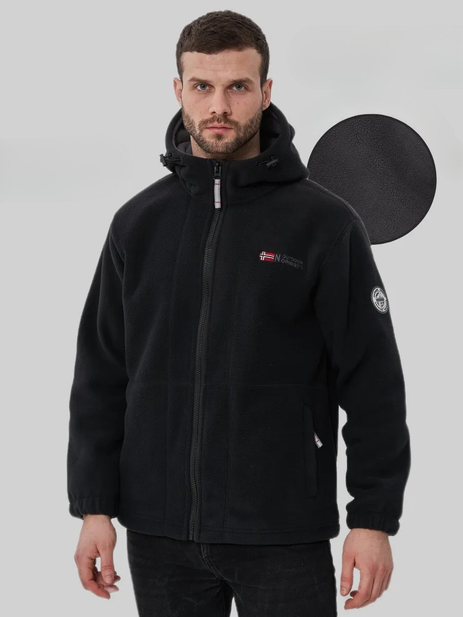 Men’s Black Hooded Fleece-Lined Outdoor Jacket – Norway Outdoor