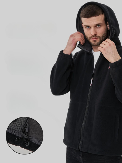Men’s Black Hooded Fleece-Lined Outdoor Jacket – Norway Outdoor